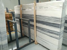 High quality ink black and white wood marble slab